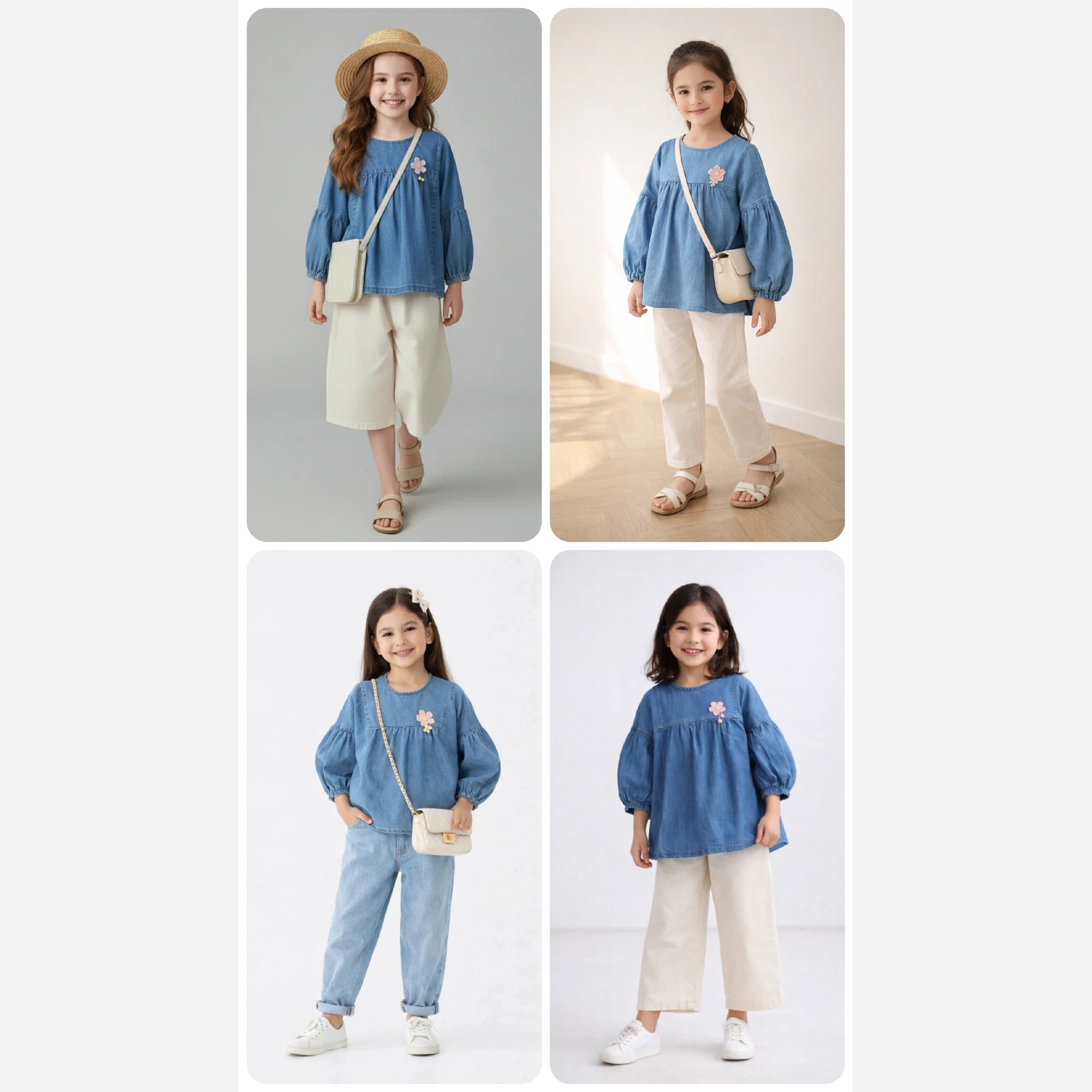 شومیز جین دخترانه، شومیز لی آستین کیمونو بچگانه